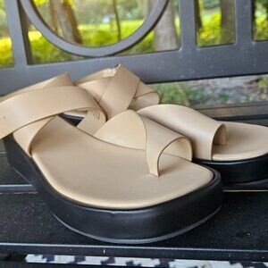 Abercrombie & Fitch Alana Tan never worn ankle strap platform wedge sandals